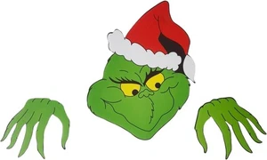 Grinch Fence Peeper Cute Christmas Decorations Outdoor Funny Fence Yard Sign Hol - Picture 1 of 9