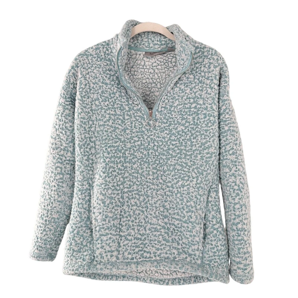 Suéter Pullover Jason Maxwell Mujer Felpa Sherpa Cremallera PS Azul Claro Vellón Suave Foto 1 de 4