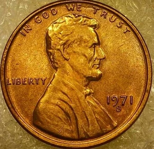 🔥 UNCIRCULATED (RED) 1971-S LINCOLN CENT DDO W/ DDR & RPM - Picture 1 of 10