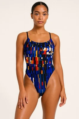 Vintage Nike Thong Bathing Suit High Cut Geometric Y2K Abstract Cut Out Back - Image 1 of 4