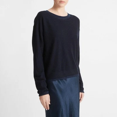 $345 Vince женщин темно-синий двойной слой шерстяная смесь свитер размер M - Изображение 1 из 4