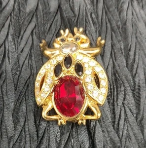 Spilla insetti bombi rossi tono oro cristallo SWAROVSKI  - Foto 1 di 4