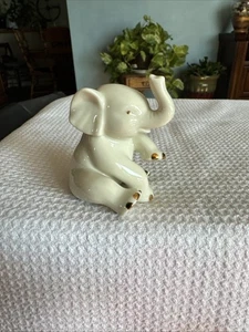 Lenox Porcelain Sitting Baby Elephant Figurine With Gold Accents - Picture 1 of 5