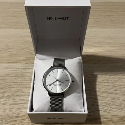 Nine West Silver Tone Women Stainless Steel Split Dial Watch Japan Movt NW/1981 - Image 1 of 4