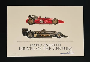 Mario Andretti Firmado Piloto del Siglo IndyCar F1 18x12 Edición Limitada Impresión - Imagen 1 de 2