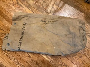 Vintage US ARMY Vietnam War Era Laundry Duffle Duffel Bag Olive Drab w/name #1 - Picture 1 of 4