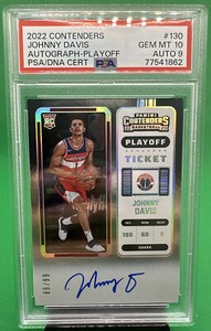 2022 Contenders Johnny Davis Auto /99 PSA 10 Auto 9 Pop 2 Wizards