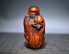 Chinese Buddhism Boxwood Wood Carved longevity Immortal God Shou Star Statue B14