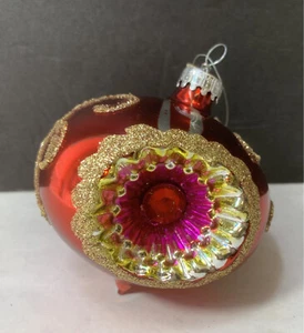 CHRISTMAS ORNAMENT GLASS INDENT MIDWEST GLITTER JEWEL - Picture 1 of 6
