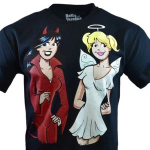 Adult T-shirt - Archie Comics -BETTY and VERONICA - Sexy Devil / Angel - Black - Picture 1 of 4
