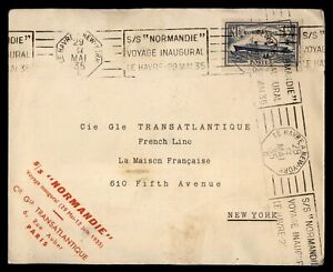 Couverture MayfairStamps France 1935 SS Normandie Paquebot vers New York aac_39973