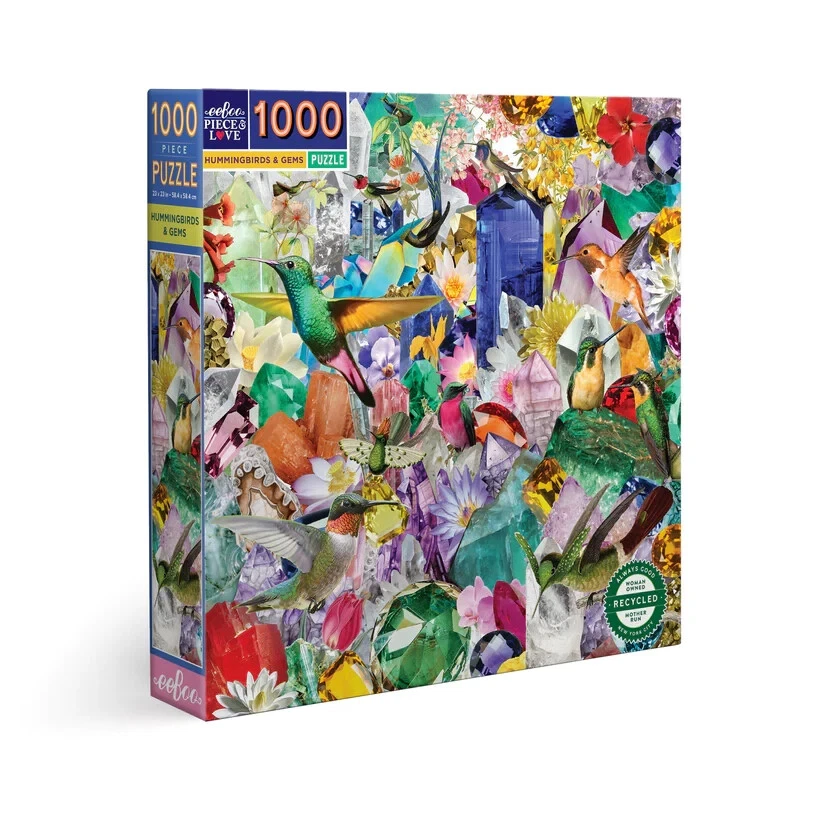 eeBoo Hummingbirds & Gems 1000 Piece Jigsaw Puzzle