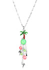 CLEARANCE PALM TREE CHARM BEADED LONG PENDANT & CHAIN FASHION NECKLACE JEWELRY*