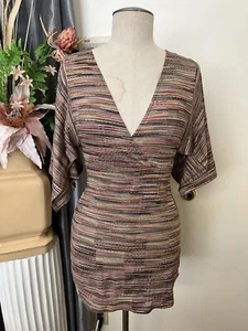 D- NWT multicolor ARDEN B women's short sleeve v-neck stretch short dress XS $69 - Picture 1 of 8