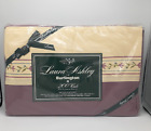 Vintage LAURA ASHLEY Plum with Floral Border Full Flat Sheet NWT