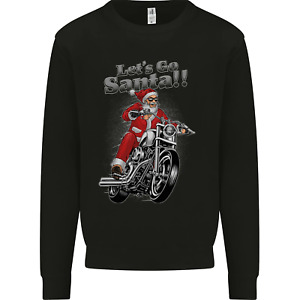 Lets Go Santa Motorbike Motorcycle Biker Kids Sweatshirt Jumper