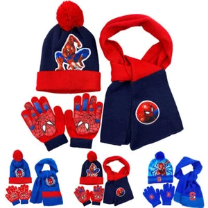 Kids Boys Spiderman Winter Beanie Hat Scarf and Gloves Set Winter Accessories - Picture 1 of 9