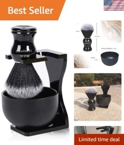Professional Synthetic Shaving Brush with Stainless Steel Bowl & Acrylic Stand - Picture 1 of 8