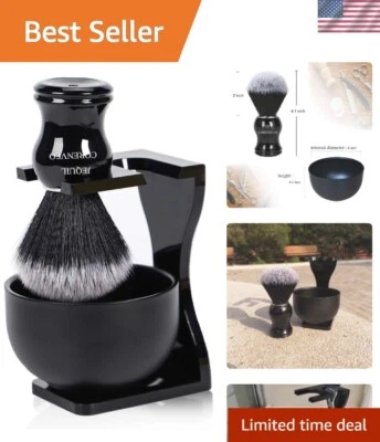 Cepillo de afeitar sintético profesional con cuenco de acero inoxidable y soporte de acrílico Foto 1 de 4