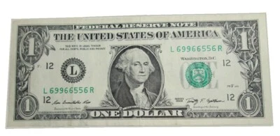Vintage US One dollar Bill 2009 series-L 69/96/65/56 Fancy-True Radar - Image 1 of 4