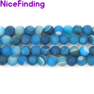 8mm Natural Frost Matte Agate Onyx Round Stone Beads For Jewelry Making 15" NF - Image 1 of 4