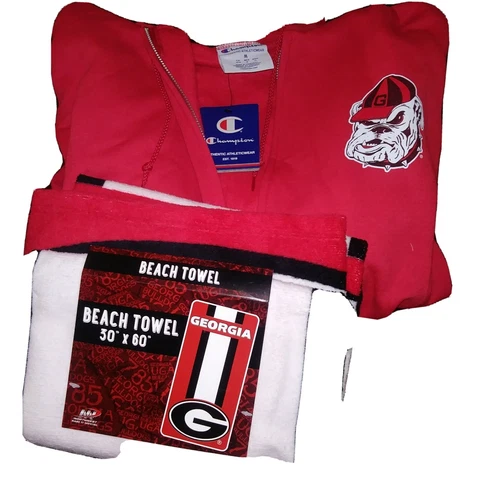 NWT University of Georgia Hoodie and Beach Towel Cover