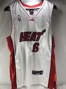 LeBron James #6 Men’s L Miami Heat White Nike Team NBA Jersey Large 48 Nice - Picture 1 of 13