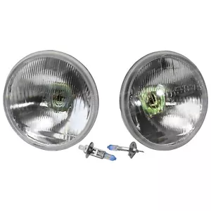 D/Glass Headlights 2x 5-3/4" Round Lamp Kit H1 55w High Beam Halogen Conversion - Picture 1 of 4