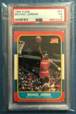 1986 FLEER BASKETBALL #57 MICHAEL JORDAN ROOKIE RC CARD PSA 3 VG 