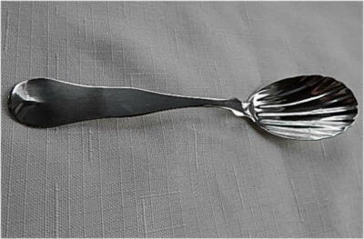 6 Inch Coin Silver Sugar Shell By A. PITTS.  Fiddle Pattern w/ Scalloped Bowl - Image 1 of 4