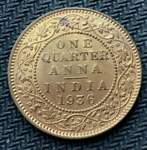 1936 British India 1/4 Anna coin GEM UNC     Rare Highest Grade     #C700