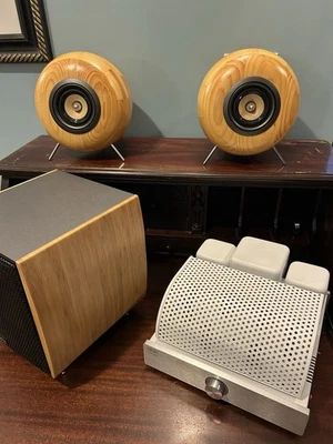 GLOW Audio High End EL84 Push Pull Amplificador Altavoces y Subcombinados Conjunto Art Deco Foto 1 de 4