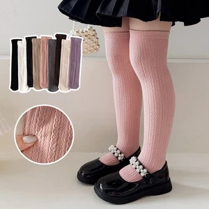 Solid Color Knee High Socks Striped Heart Girl Long Socks Girls - Picture 1 of 12