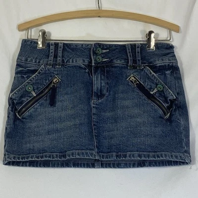 Mini saia jeans vintage Y2K Arizona Jean micro cintura baixa jeans tamanho 3 grunge E5 - Imagem 1 de 4