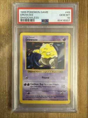 Drowzee - 49/102 - 1999 Common Base Set Shadowless Pokemon Card PSA 10 - Image 1 of 2