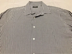Theory Men's XL Black White Shirt Check Spread Long Sleeve Preppy Lightweight - Picture 1 of 11