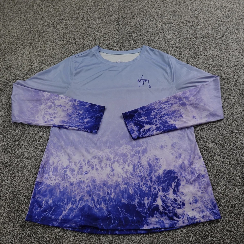 Guy Harvey Shirt Womens XL Blue Long Sleeve Performance UPF UV Fishing Rashguard - Image 1 of 4
