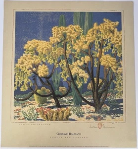 Gustave Baumann Print Cholla and Sahuaro 1995 19in - Picture 1 of 16