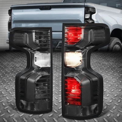 For 19-24 Silverado 1500 2500HD 3500HD Black/Smoked Tail Light Brake Lamps Pair - Image 1 of 4