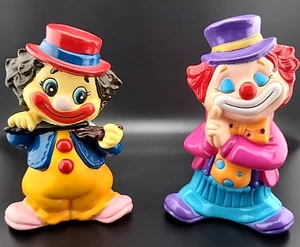 🤡 Set of 2 Vintage Clown Coin Banks – Hong Kong – 1970s – Plastic Blow-Mold - Picture 1 of 8