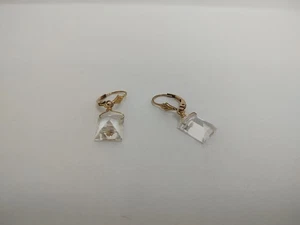 14 Karat Gold Emerald Cut Quartz Crystal Leverback Earrings - Picture 1 of 4
