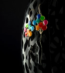 Ohrringe Silber 925 Emaille Mädchen Luftballons Pepe Yoyo - modern & bezaubernd - Bild 1 von 11