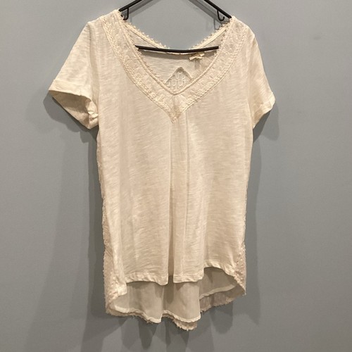 OFF WHITE Top donna all'uncinetto Meadow Rue taglia media bianco sporco bohemien estivo cotone casual