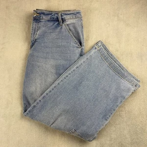 Pantalones de mezclilla cargo de pierna ancha, holgados, cintura alta talla 12 para mujer Y2K lavado claro  - Imagen 1 de 10