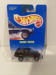 Hot Wheels 1994 RANGE ROVER #221 Black w/ Orange Stripe, Solid Blue Card, 4322 - Picture 1 of 3