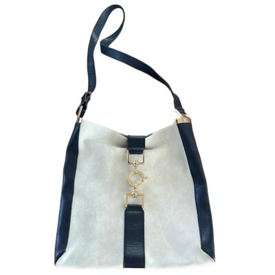Vintage, Tom Ford era, Gucci, ivory suede & black leather, Jackie hobo shoulder - Image 1 of 4