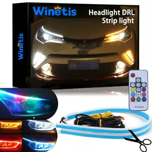 Sequential RGB LED Strip Turn Signal Indicator Car DRL Daytime Running Light 2PC - Picture 1 of 9