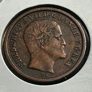 1853 DENMARK ONE RIGSBANKSKILLING COIN HIGH GRADE - Picture 1 of 2