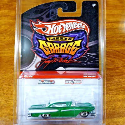 Hot Wheels Larry's Garage '58 Edsel Metallic Green White Real Riders 38/39 2010 - Image 1 of 3