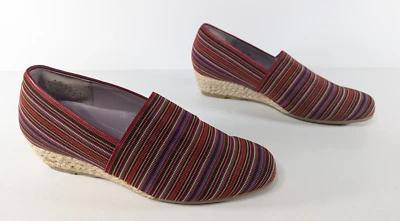 Zapatos SAS para mujer talla 7 rayas rojas coloridas cuña sin cordones Foto 1 de 4